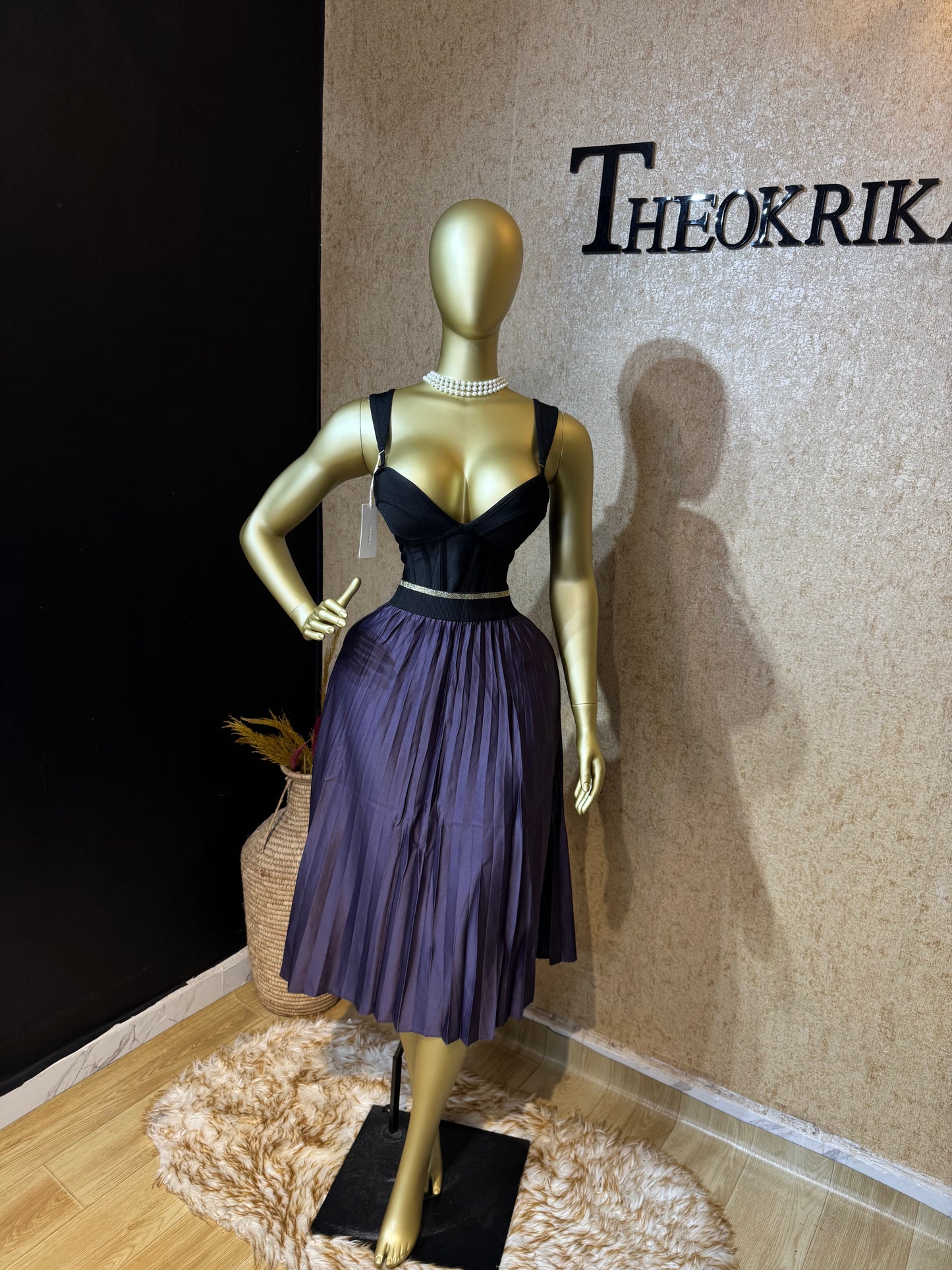 Silk Maxi pleated skirt