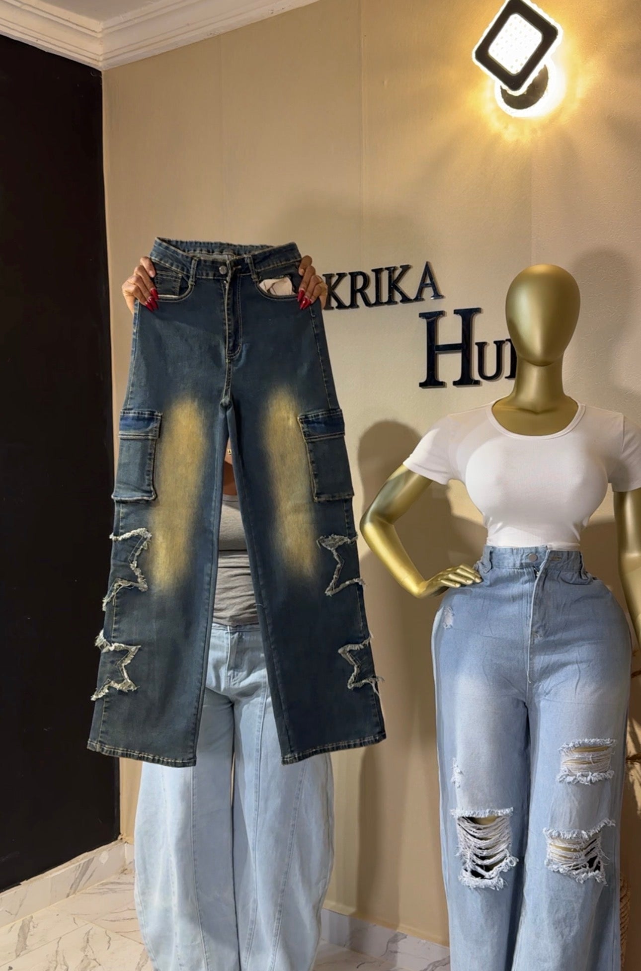 Cargo Boyfriend Jean size 4/6/8 L:43