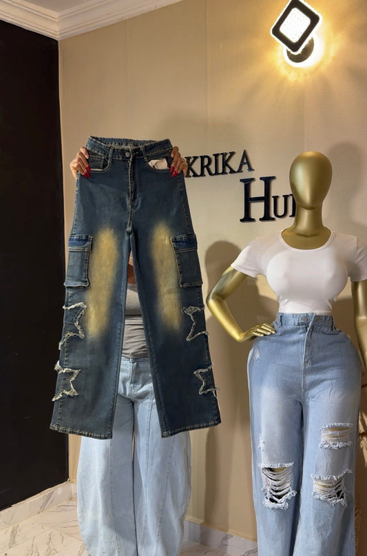 Cargo Boyfriend Jean size 4/6/8 L:43